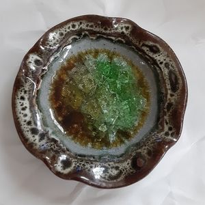 Fused glass Pottery trinket dish